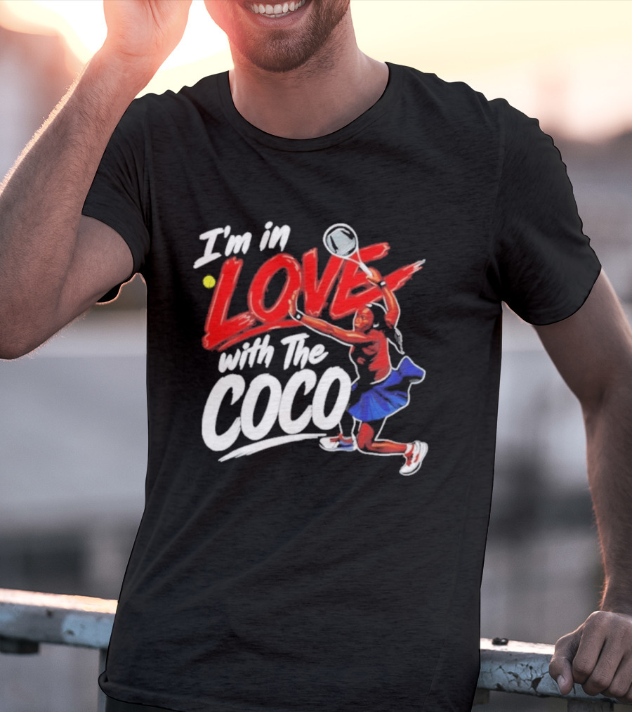 I'm In Love With The Coco Tennis Slam Action Bold Red And White T-Shirt