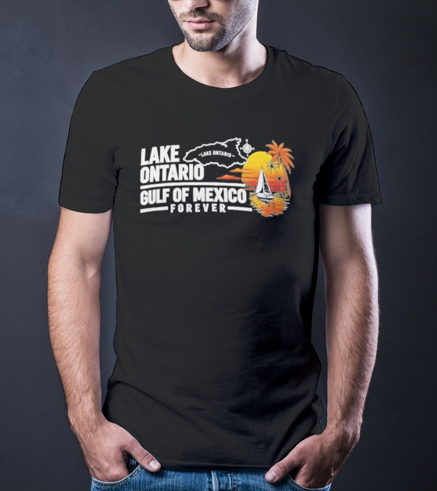 Lake Ontario Gulf Of Mexico Map Sunset Palm 2026 T-Shirt