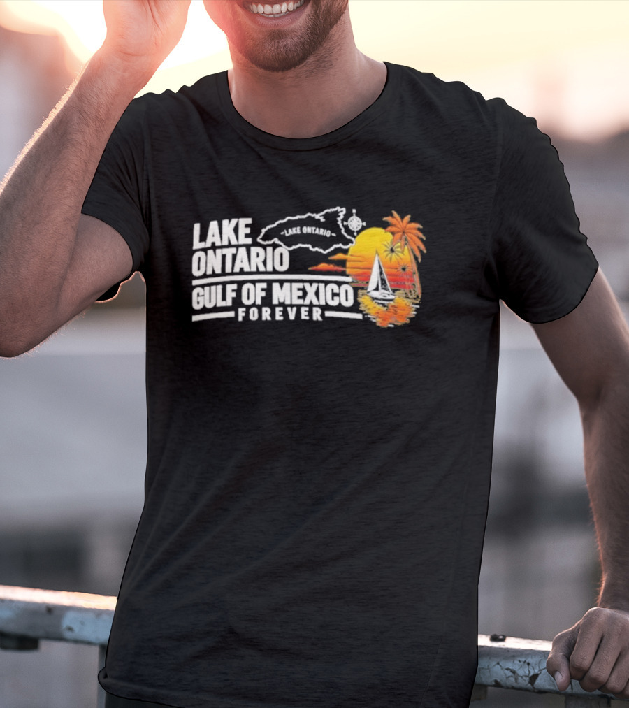 Lake Ontario Gulf Of Mexico Map Sunset Palm 2026 T-Shirt