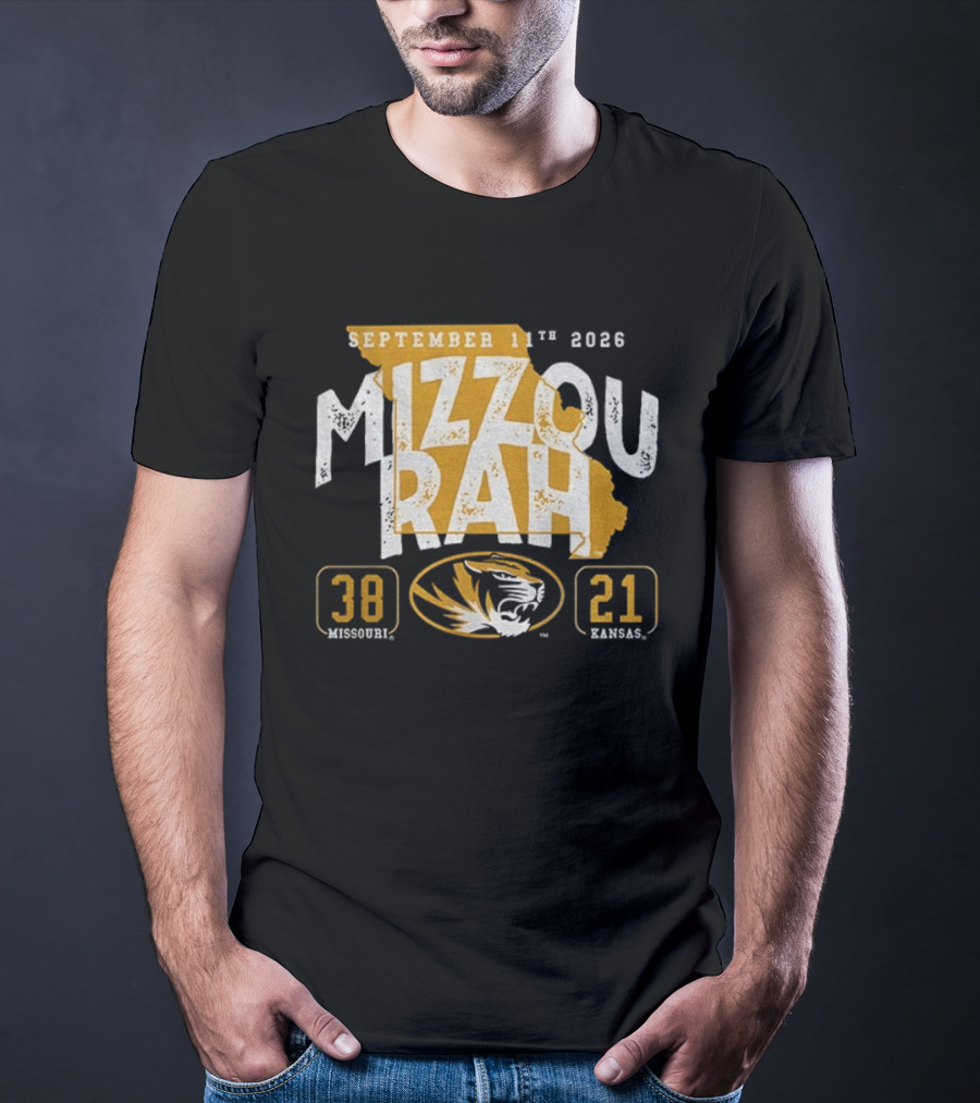 Missouri Tigers 38 Vs Kansas Jayhawks 21 Mizzou Rah September 11th 2026 T-Shirt