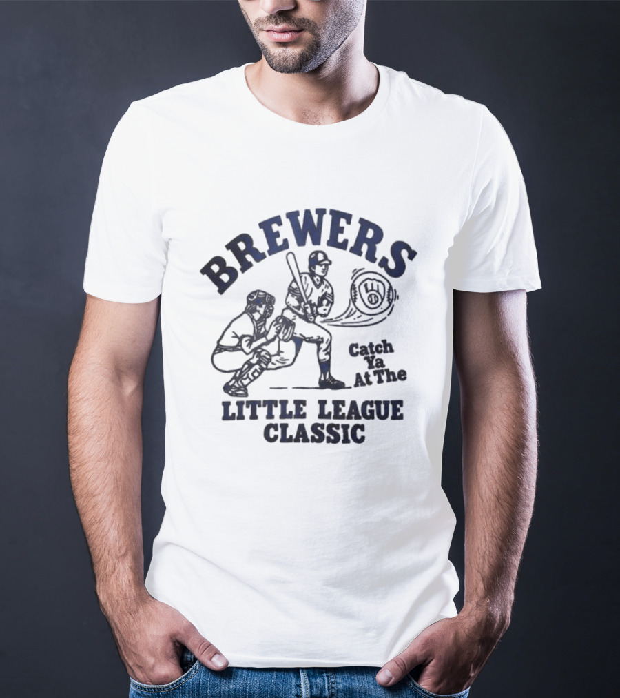Brewers Catch Ya At The Little League Classic 2026 Batter And Catcher Baseball Scene T-Shirt