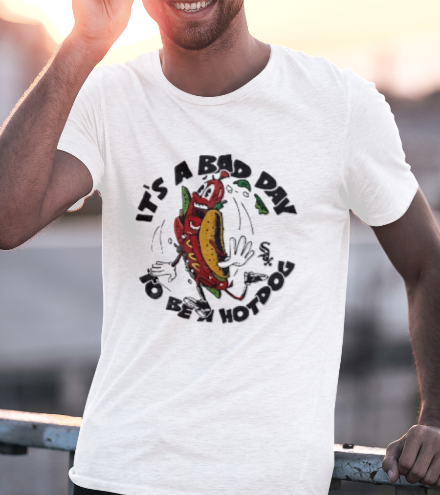 Chicago White Sox MLB It's A Bad Day To Be Hotdog Panicked Cartoon Sausage Running T-Shirt