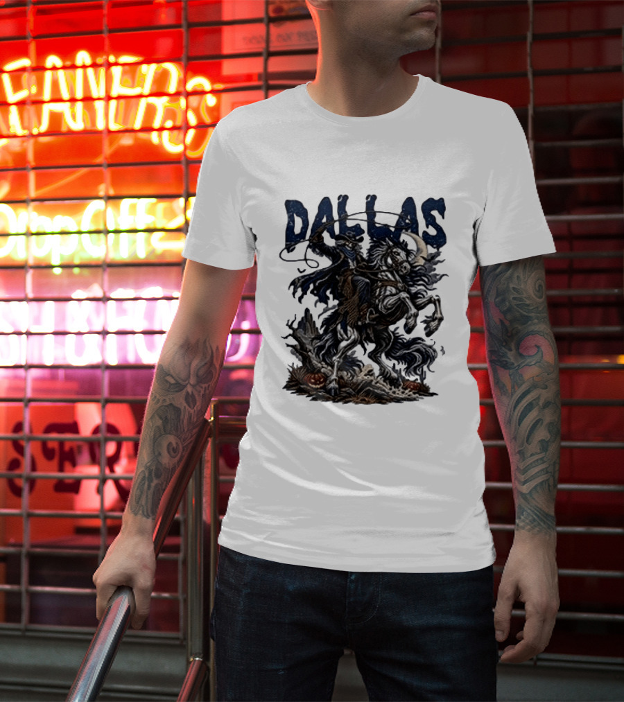 Dallas Cowboys Skeleton Horse Rider Halloween T-Shirt