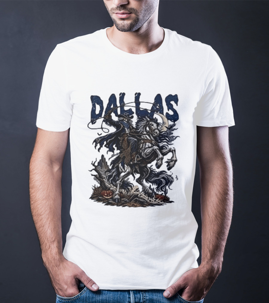 Dallas Cowboys Skeleton Horse Rider Halloween T-Shirt