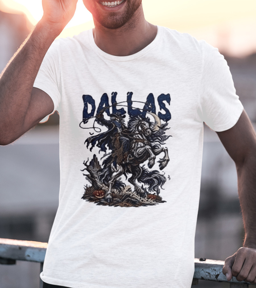 Dallas Cowboys Skeleton Horse Rider Halloween T-Shirt