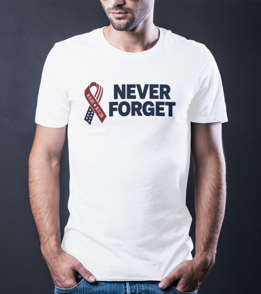 Jim Harbaugh Never Forget 911 Memorial Ribbon T-Shirt