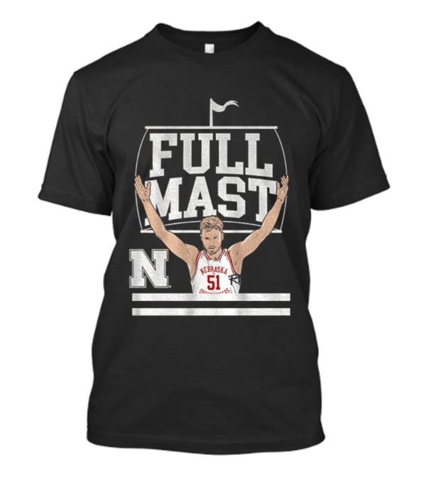 Rienk Mast 51 Full Mast Nebraska Cornhuskers Basketball Cartoon T-Shirt
