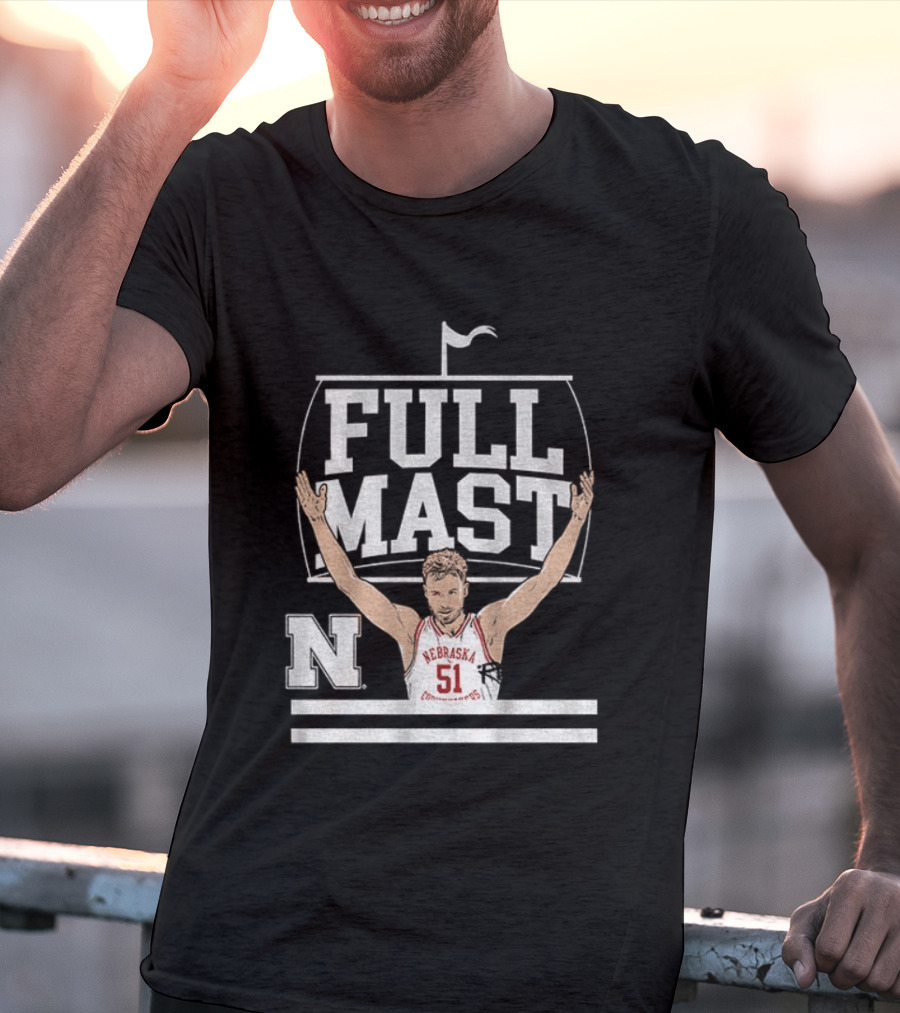 Rienk Mast 51 Full Mast Nebraska Cornhuskers Basketball Cartoon T-Shirt