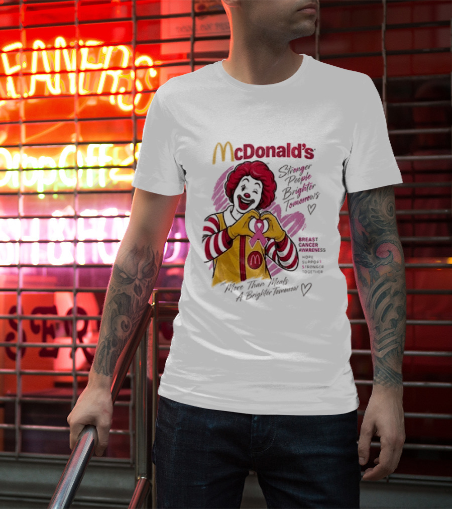 McDonald's Ronald McDonald Breast Cancer Awareness "More Than Meals A Brighter Tomorrow" Pink Ribbon T-Shirt