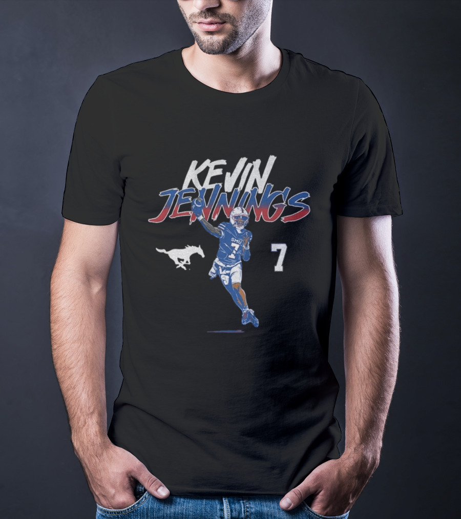 SMU Mustangs Kevin Jennings 7 Football Player Pose T-Shirt
