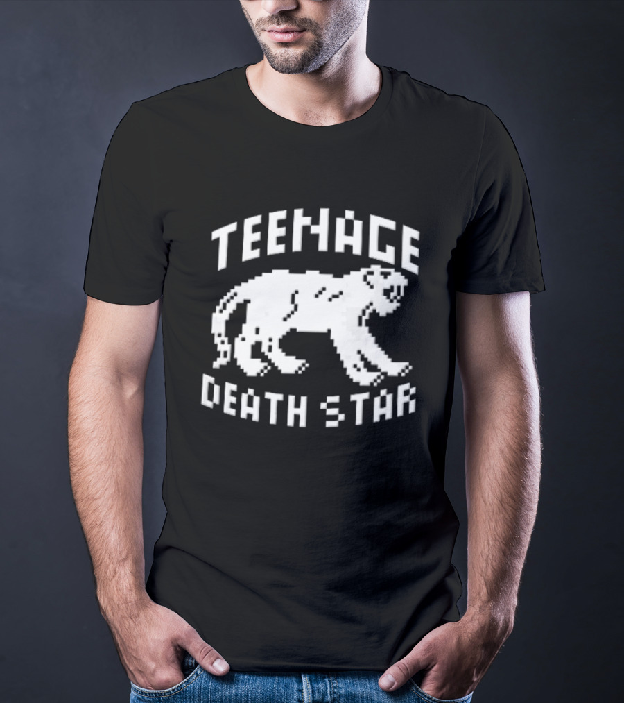 Teenage Death Star 8 Bit Pixelated White Panther T-Shirt