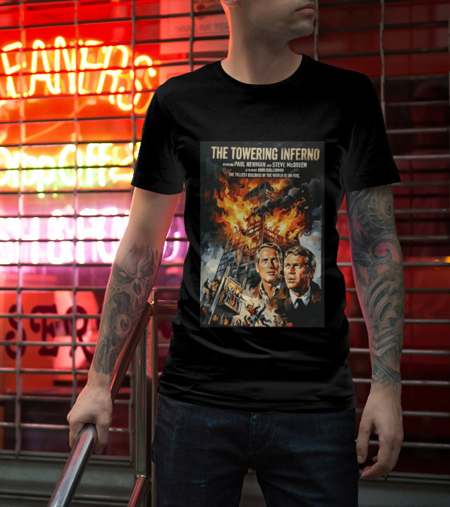 The Towering Inferno Paul Newman Steve McQueen Skyscraper Fire T-Shirt