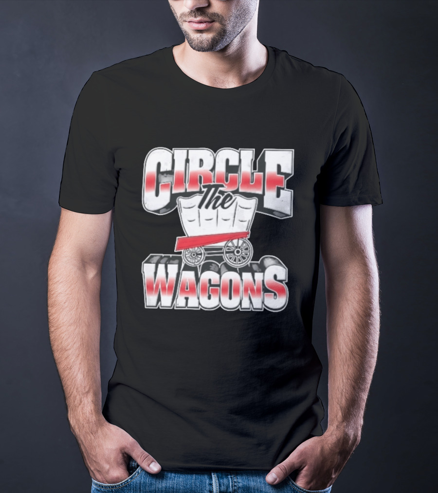 Circle The Wagons Pioneer Covered Wagon Red White 3D T-Shirt