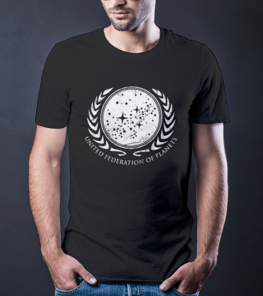 United Federation Of Planets Distressed Star Field Laurel Wreath T-Shirt