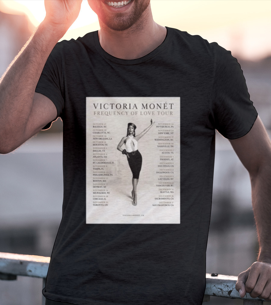 Victoria Monét Frequency Of Love Tour 2026 North America Dates Raleigh Charlotte New Orleans Houston Los Angeles Sacramento T-Shirt