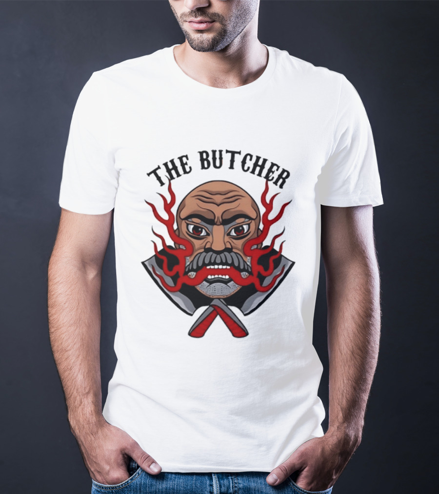 The Butcher AEW Professional Wrestling Skull Flames Axes T-Shirt