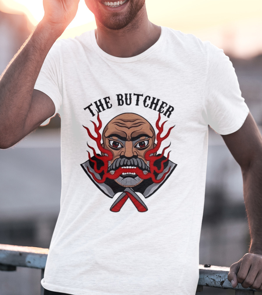 The Butcher AEW Professional Wrestling Skull Flames Axes T-Shirt