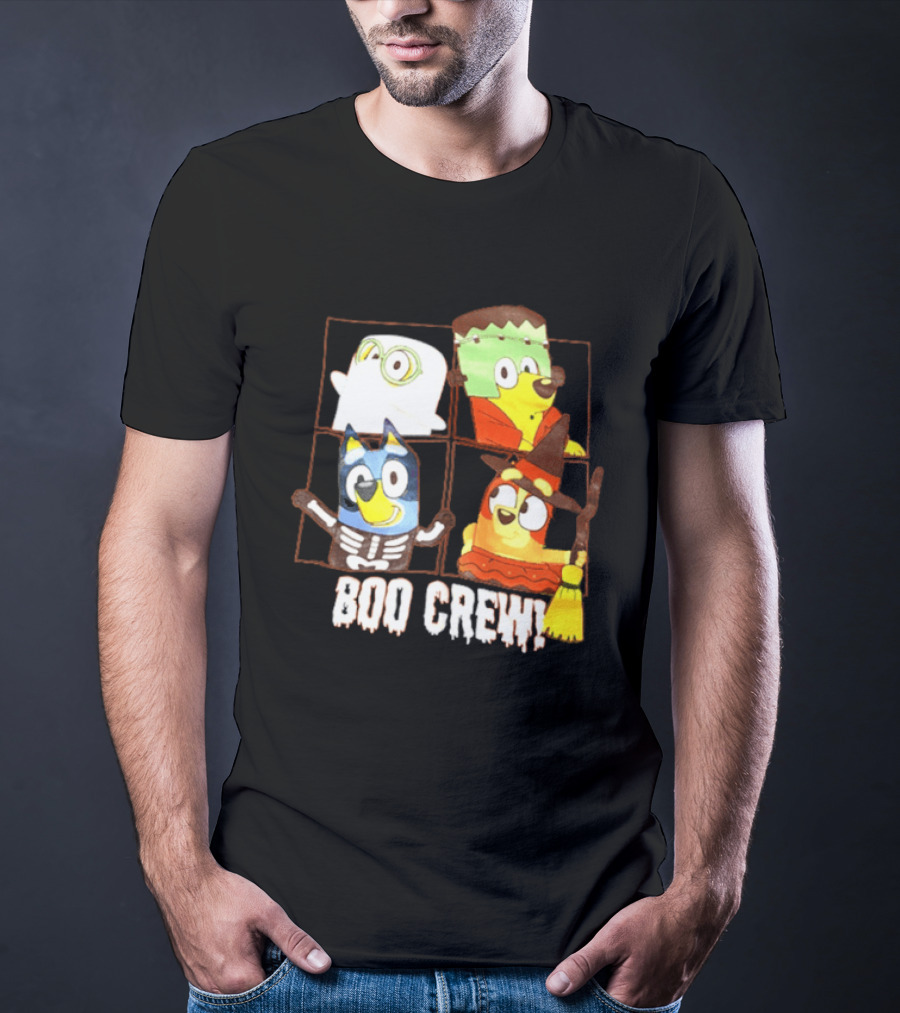 Boo Crew Bluey Halloween Ghost Frankenstein Witch Skeleton T-Shirt