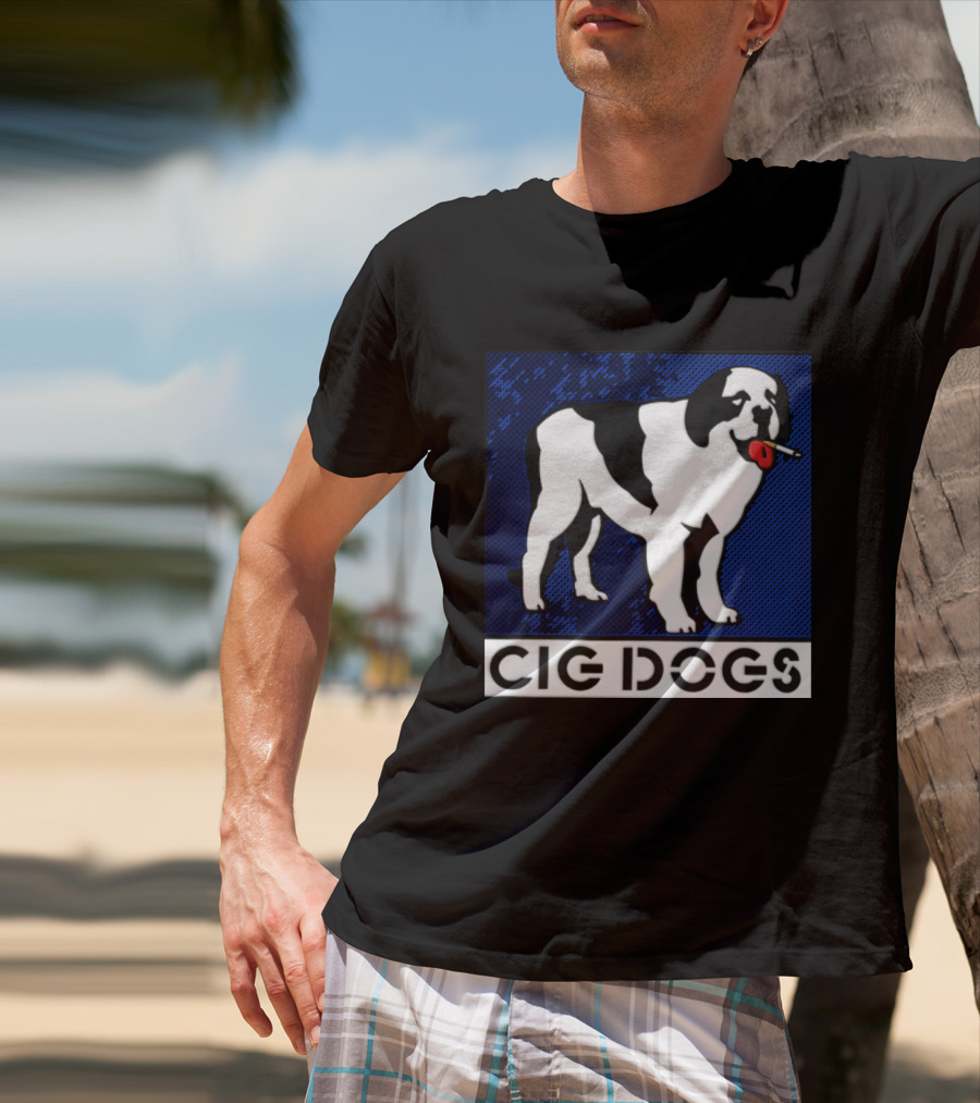 Cig Dogs Saint Bernard Smoking Cigarette Funny Canine T-Shirt