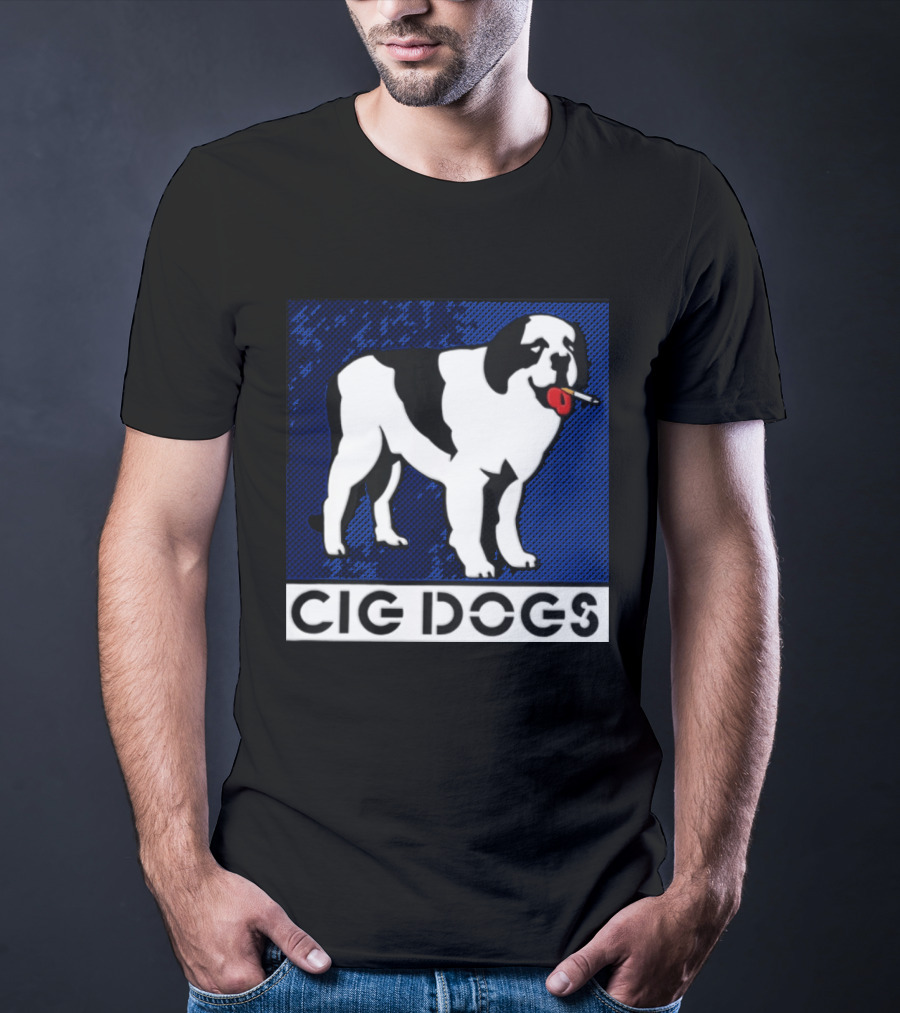Cig Dogs Saint Bernard Smoking Cigarette Funny Canine T-Shirt