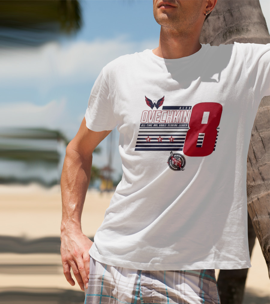 Alex Ovechkin 8 NHL All Time Goals Leader Washington Capitals Stars And Stripes T-Shirt