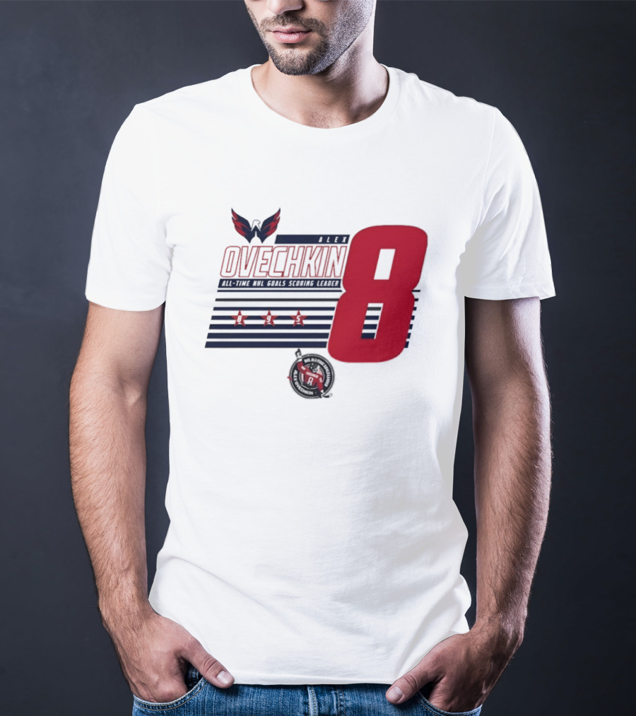 Alex Ovechkin 8 NHL All Time Goals Leader Washington Capitals Stars And Stripes T-Shirt