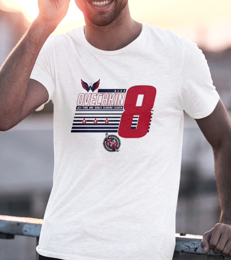 Alex Ovechkin 8 NHL All Time Goals Leader Washington Capitals Stars And Stripes T-Shirt