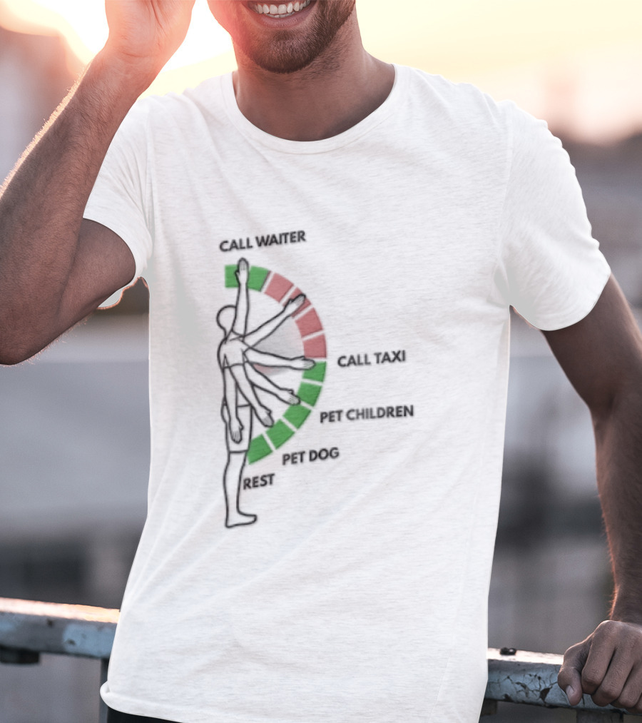 Call Waiter Call Taxi Pet Children Pet Dog Rest Arm Movement Chart T-Shirt