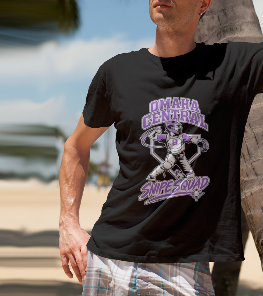 Omaha Central Snipe Squad Baseball Catcher Number 8 T-Shirt