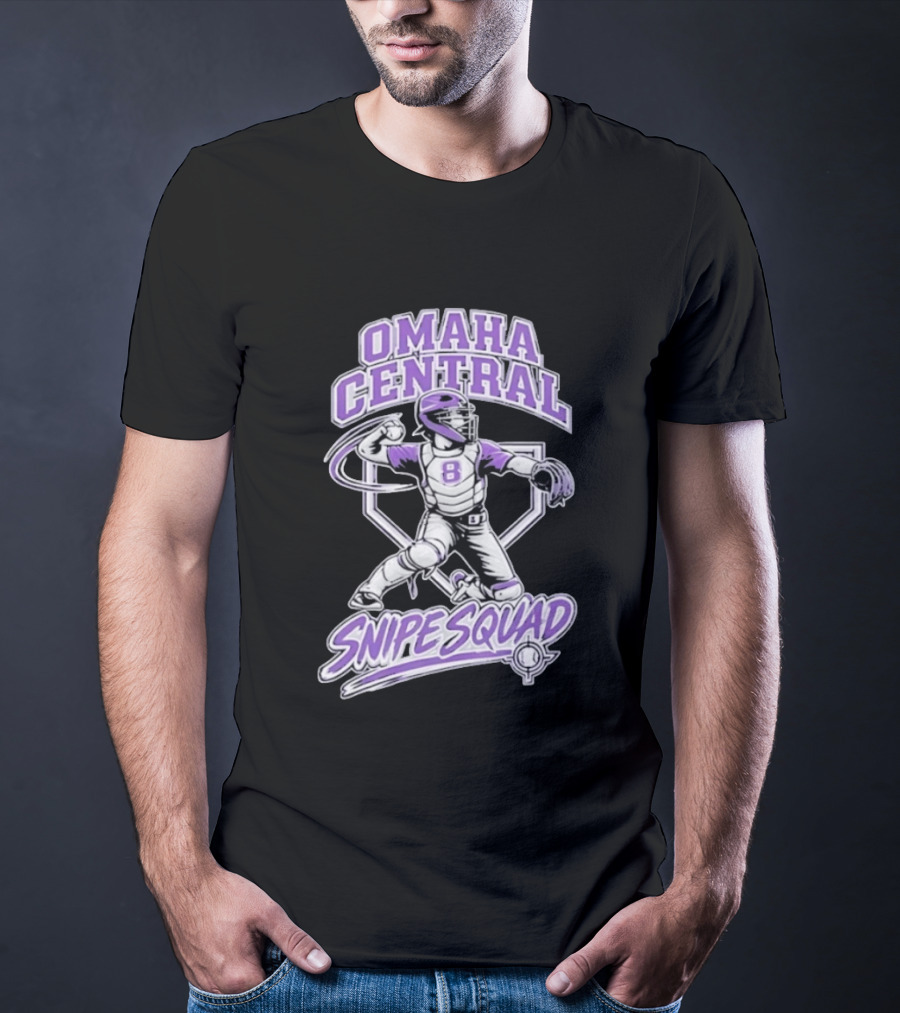 Omaha Central Snipe Squad Baseball Catcher Number 8 T-Shirt