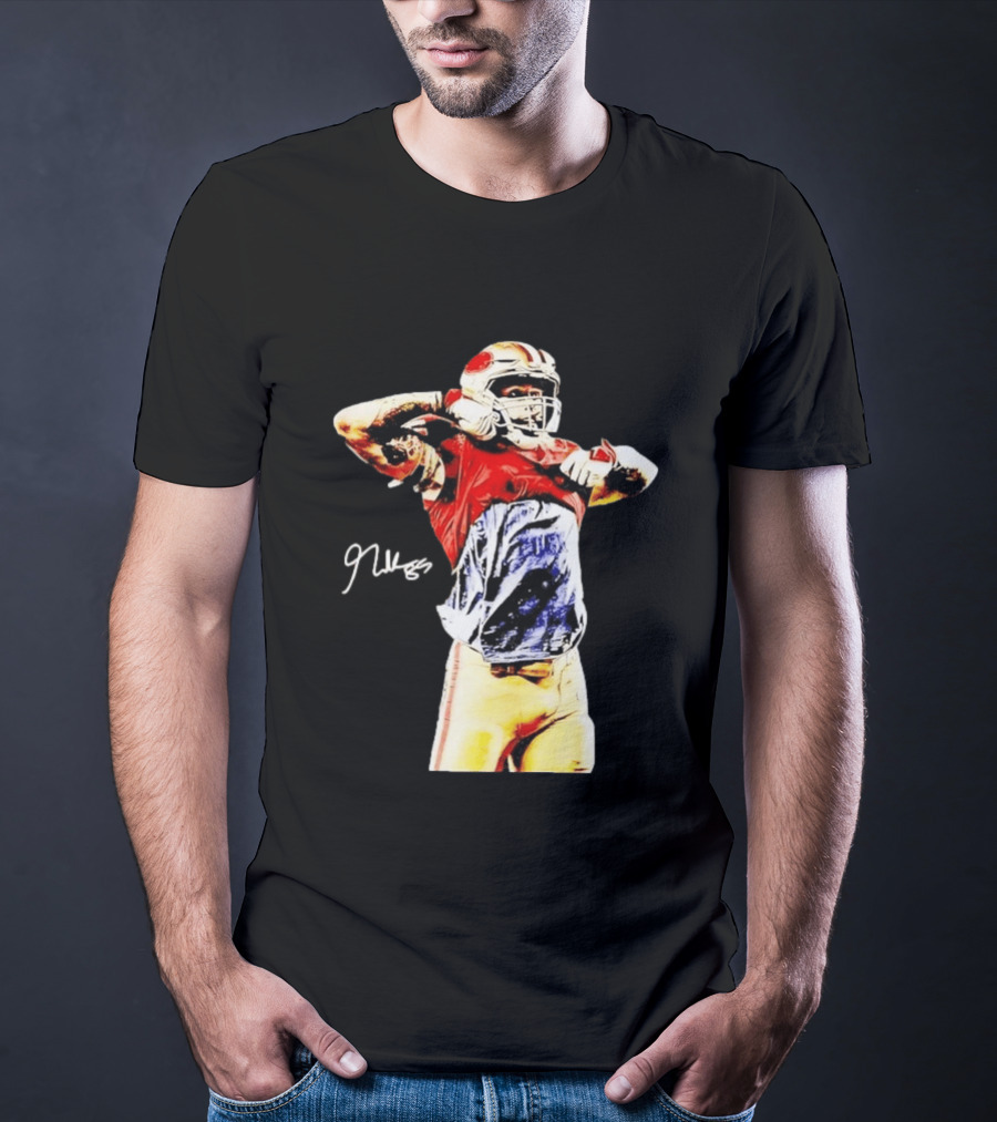 George Kittle Autograph San Francisco 49ers Football Celebration T-Shirt