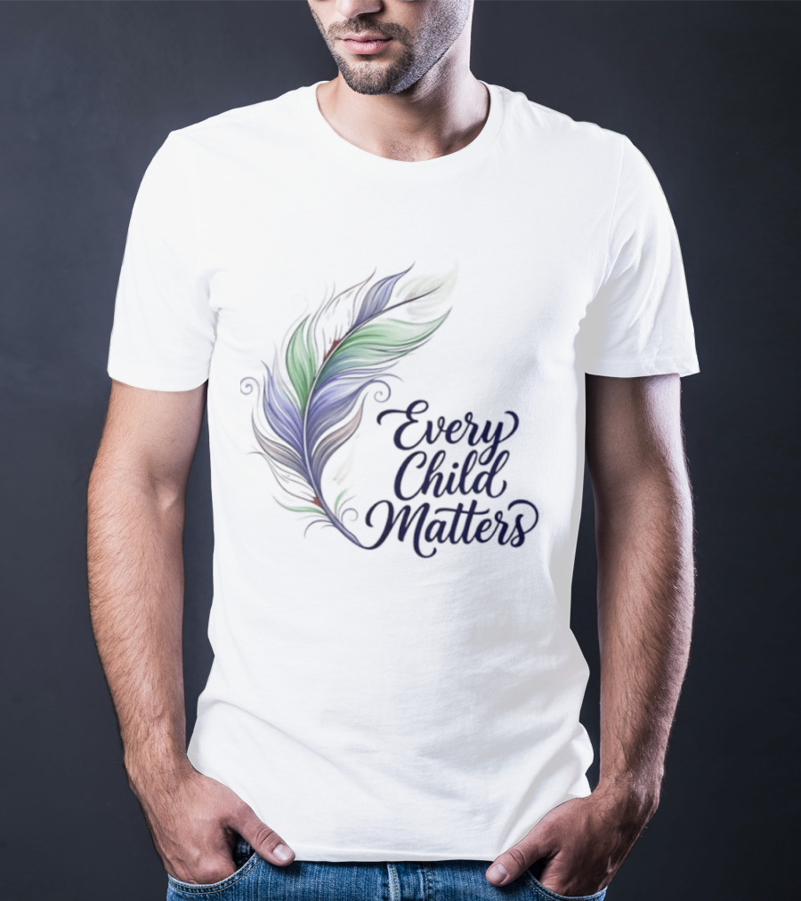 Every Child Matters Colorful Feather Orange Day Awareness T-Shirt