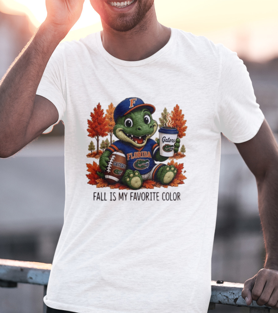 Florida Gators Fall Is My Favorite Color Gators Football Mascot Coffee Football Autumn Leaves T-Shirt