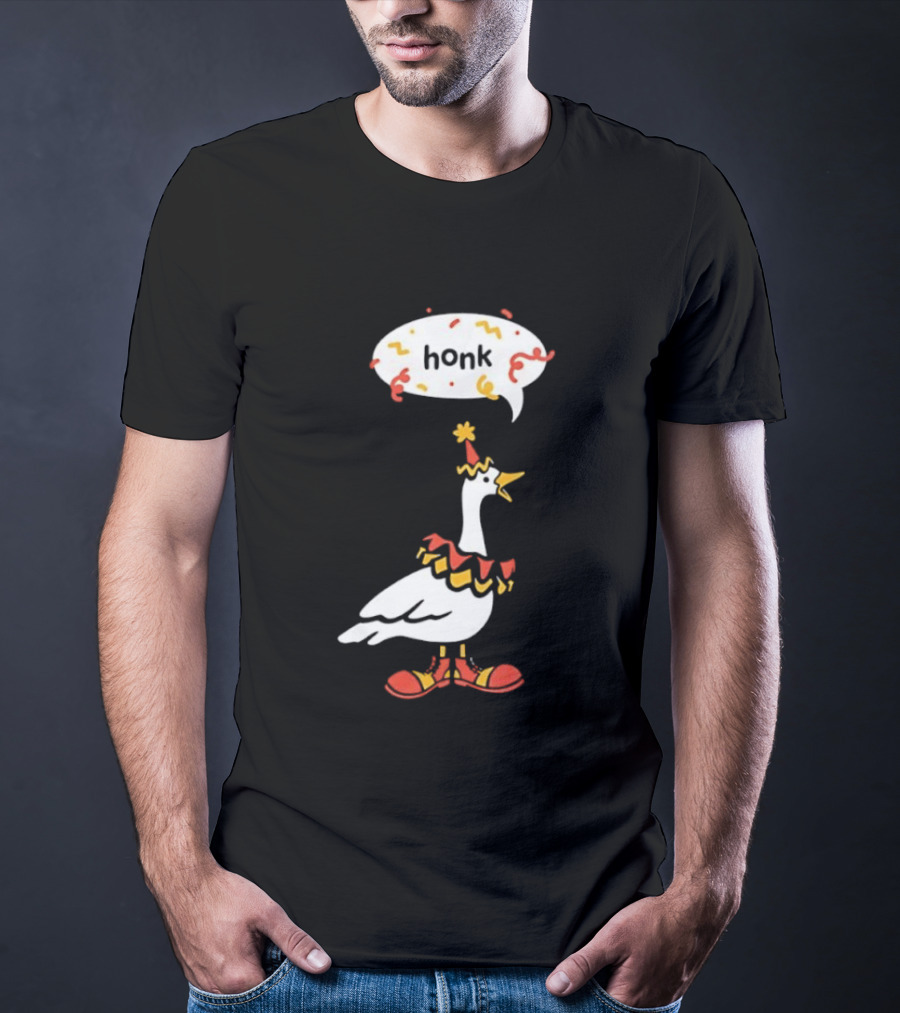 Honk Clown Goose Circus Costume With Confetti Speech Bubble T-Shirt