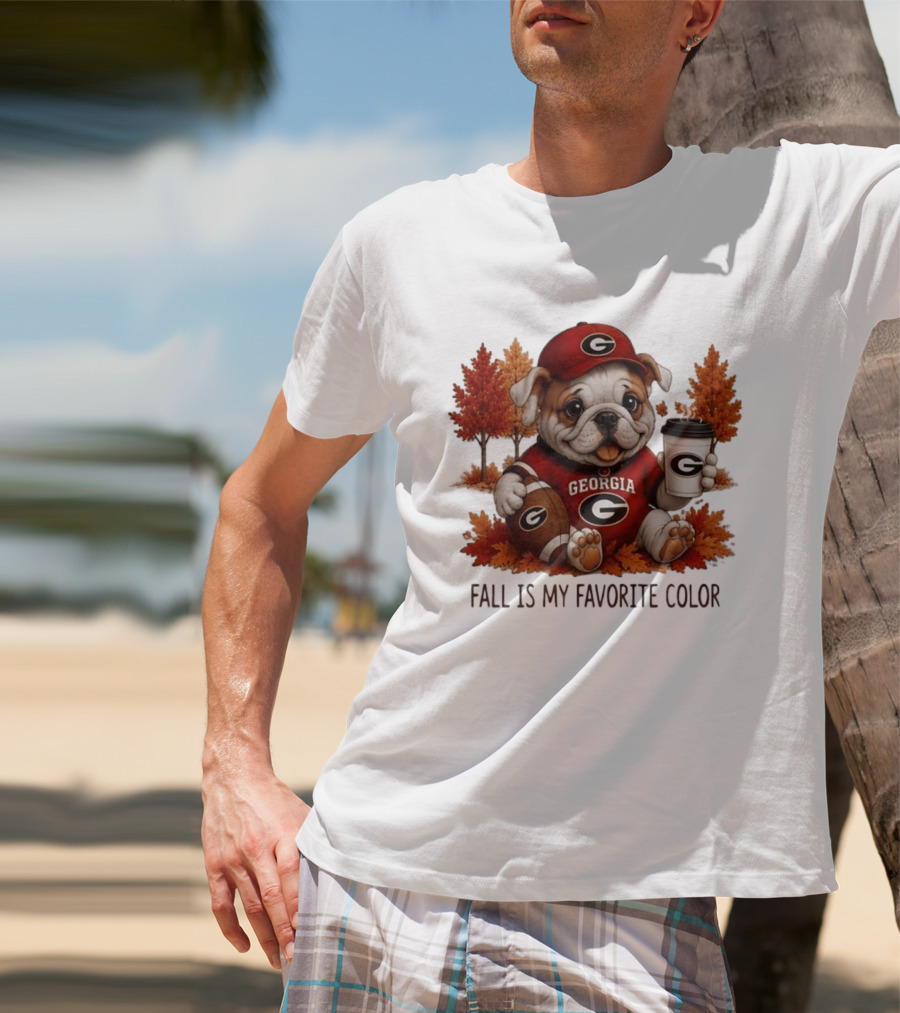 Georgia Bulldogs Fall Is My Favorite Color Football Bulldog Autumn T-Shirt