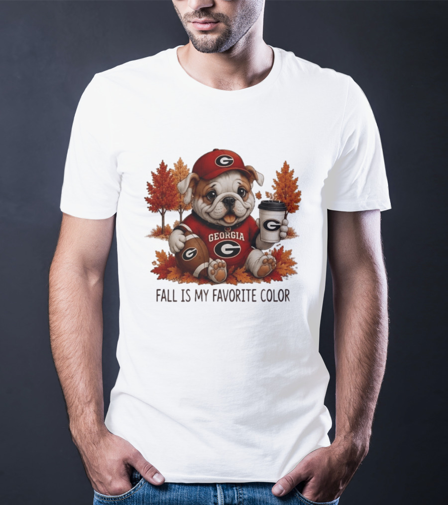 Georgia Bulldogs Fall Is My Favorite Color Football Bulldog Autumn T-Shirt