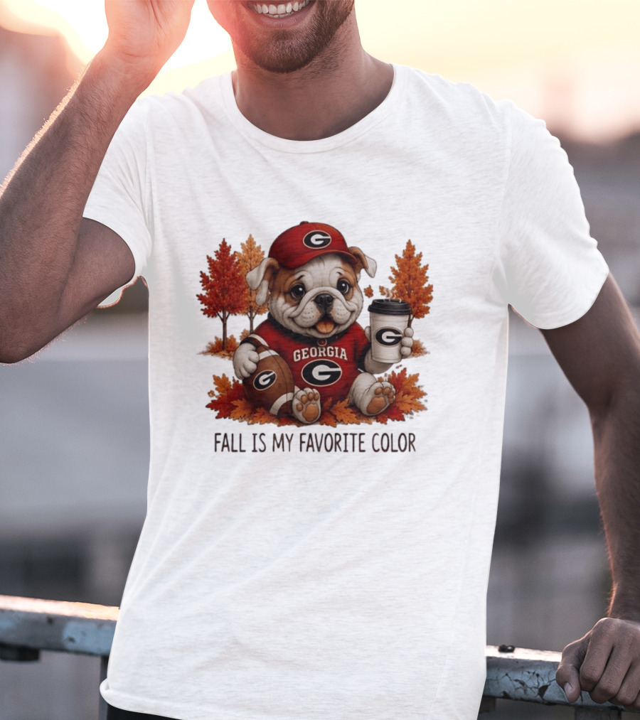 Georgia Bulldogs Fall Is My Favorite Color Football Bulldog Autumn T-Shirt