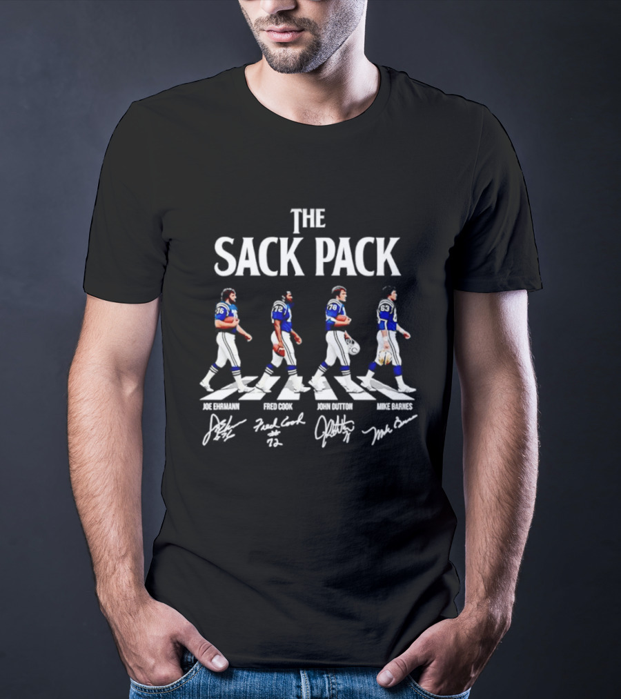 The Sack Pack Joe Ehrmann Fred Cook John Dutton Mike Barnes Football Players Signatures T-Shirt