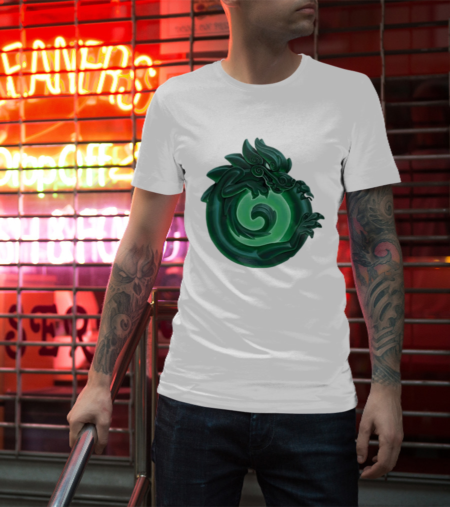Green Jade Dragon Ouroboros Mythology Symbolic T-Shirt
