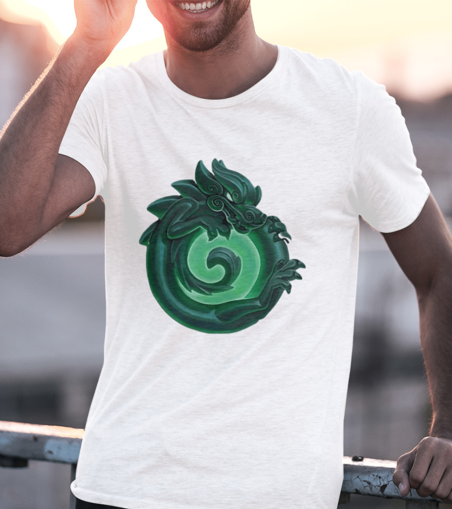 Green Jade Dragon Ouroboros Mythology Symbolic T-Shirt