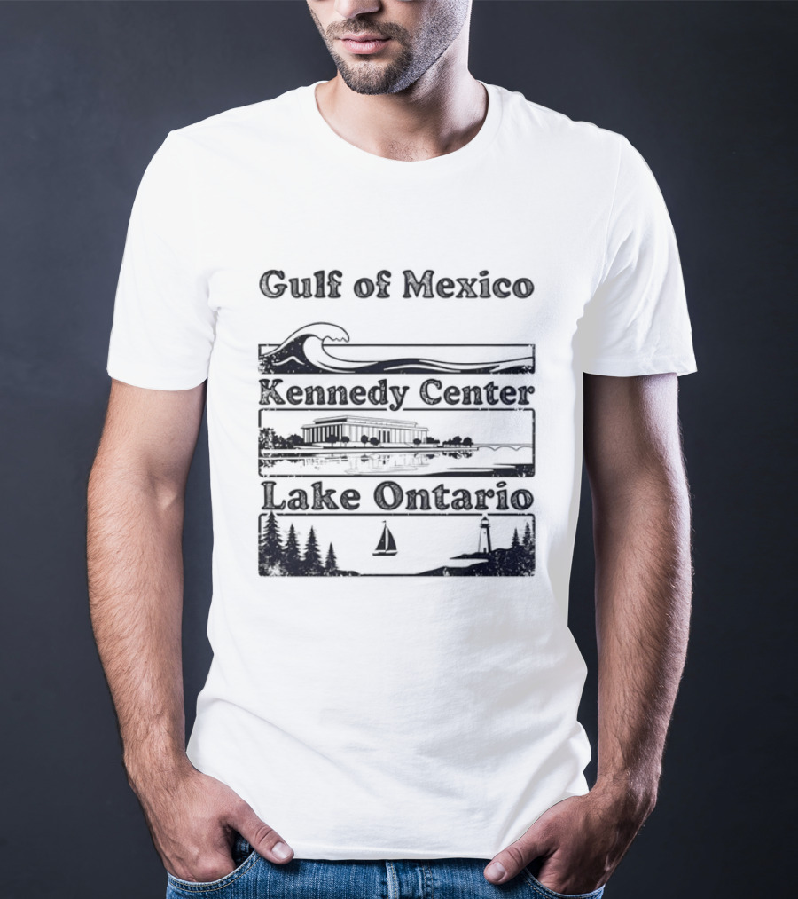 Gulf Of Mexico Wave Kennedy Center Building Lake Ontario Sailboat Scene T-Shirt