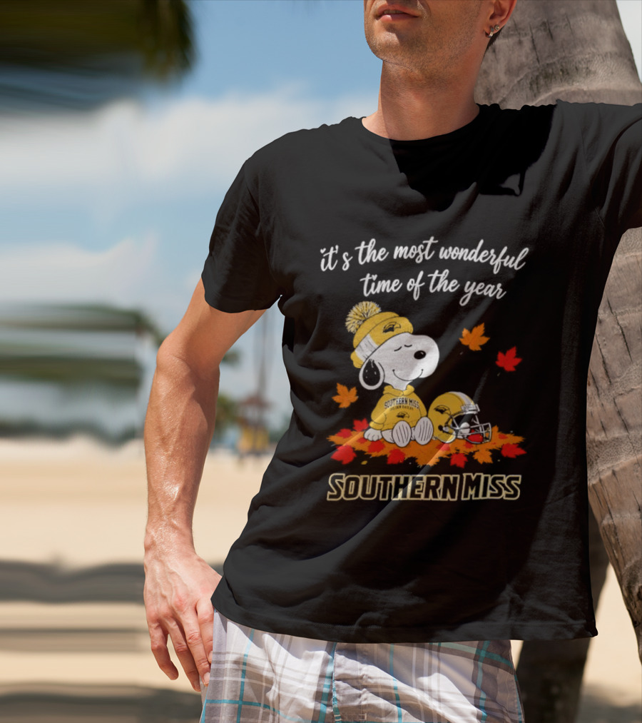 Snoopy It's The Most Wonderful Time Of The Year Southern Miss Golden Eagles Peanuts Fall Football T-Shirt