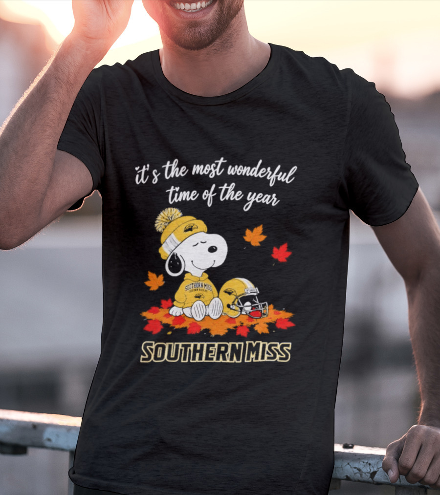 Snoopy It's The Most Wonderful Time Of The Year Southern Miss Golden Eagles Peanuts Fall Football T-Shirt