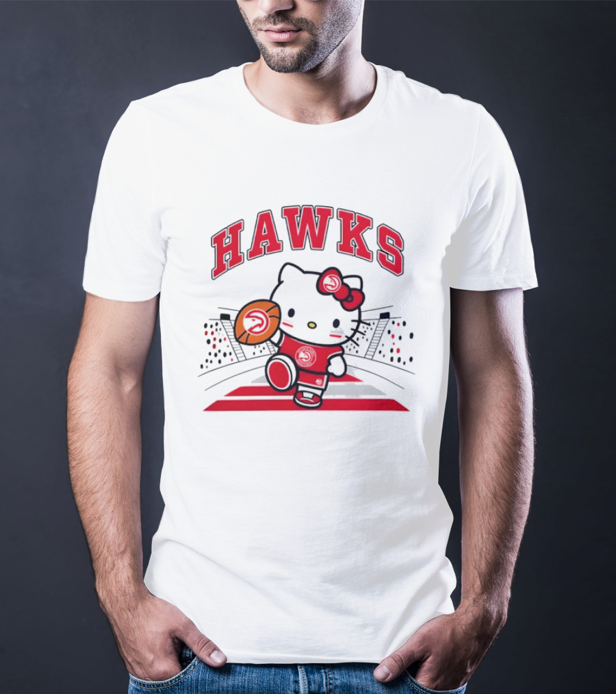 Hello Kitty Atlanta Hawks Basketball Collaboration 2026 NBA Season T-Shirt