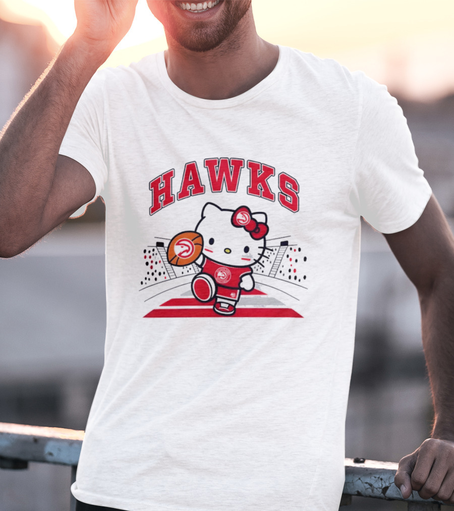 Hello Kitty Atlanta Hawks Basketball Collaboration 2026 NBA Season T-Shirt