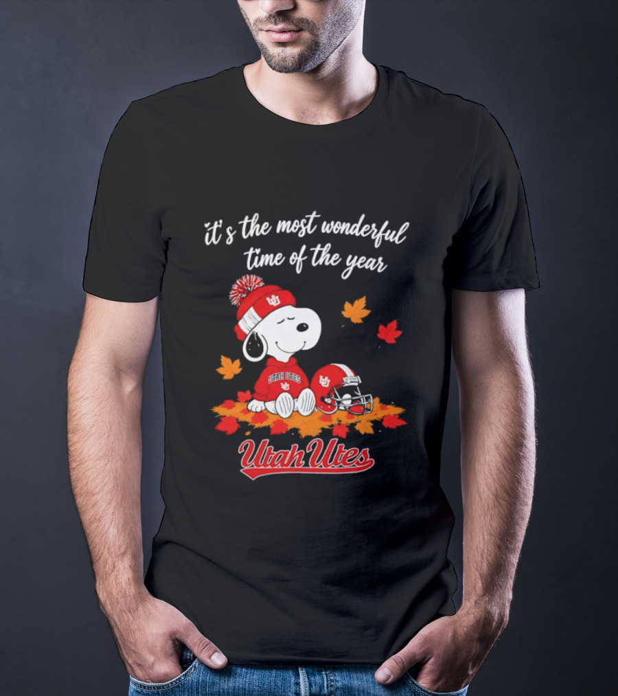 Snoopy It's The Most Wonderful Time Of The Year Utah Utes Autumn Cozy Vibe T-Shirt