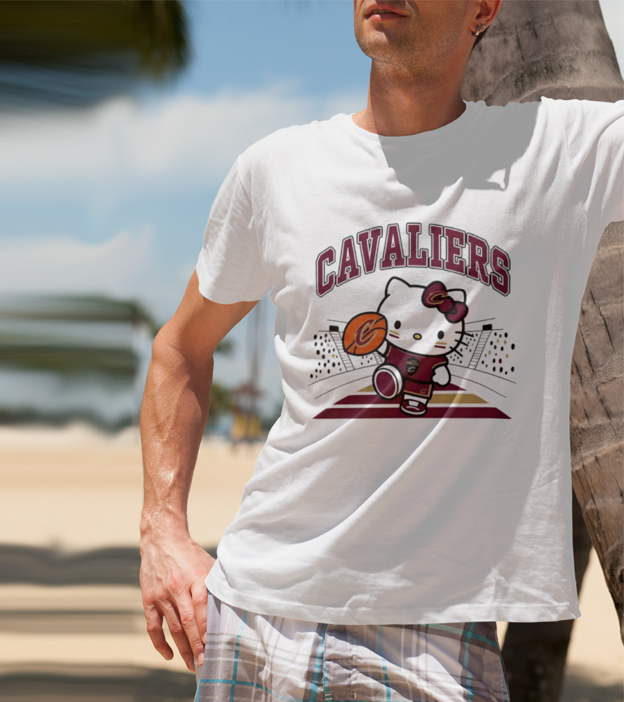 Hello Kitty Cavaliers Basketball 2026 NBA Season Collaboration T-Shirt