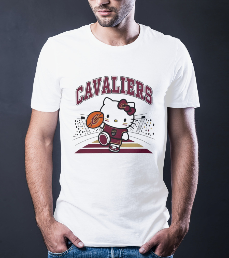 Hello Kitty Cavaliers Basketball 2026 NBA Season Collaboration T-Shirt