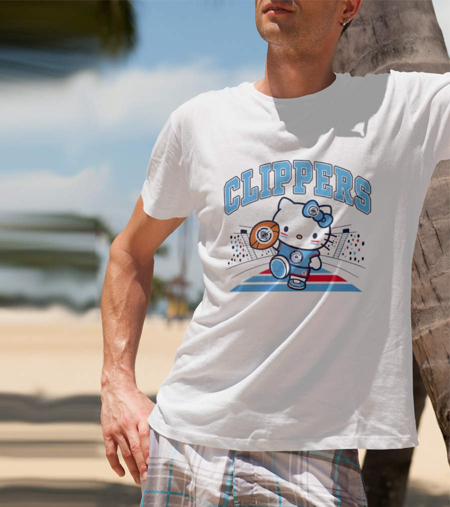 Hello Kitty Clippers 2026 NBA Season Basketball Fan Collaboration T-Shirt