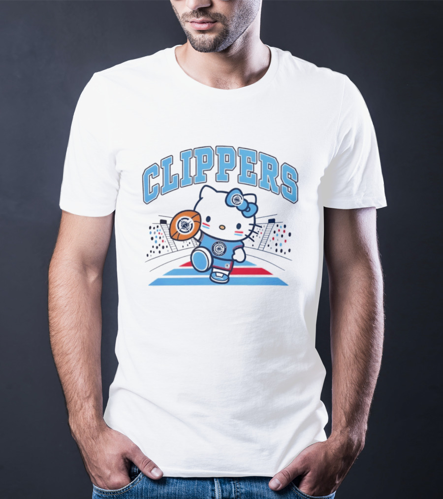 Hello Kitty Clippers 2026 NBA Season Basketball Fan Collaboration T-Shirt
